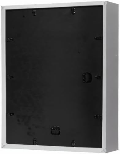 FrameWorks 12” x 16” White Wooden Shadow Box Frame – Display Case with Soft Felt Back, Memory Box with Tempered Glass, Display Box with Elegant White Ball Push Pins, Wooden Flower Box