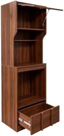 KEIKI 70.87" H Kitchen Pantry Storage Cabinet with Countertop, Glass Doors
