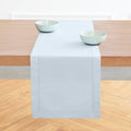 Solino Home Cotton Linen Table Runner Light Blue Hemstitch, 14 x 120 in