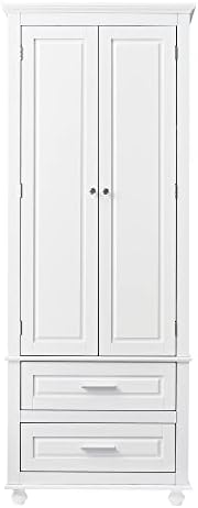 Merax 62.5" Pantry Cabinet with Two Doors & Two Drawers, Adjustable Shelves Storage Cupboard for Kitchen/Dining Room/Bathroom, White