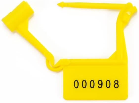 Plastic Security Padlock Seals Numbered Tamper Proof Disposable Self-Locking Plastic Medical Tags (Pack of 100 PCS) (Yellow)