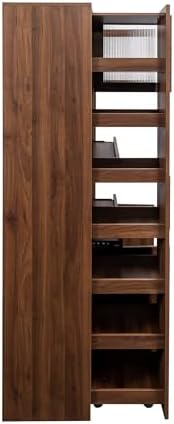 Jmyab 70.87" Kitchen Pantry Cabinet, Kitchen Pantry Cabinet with Storage Shelves, Farmhouse Storage with 4 Doors, Tall Organizers for Living Room Dining Room, Walnut