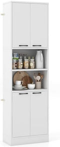GIANTEX Kitchen Pantry Cabinet, 75” Tall Freestanding Cupboard with Doors & Shelves, Safety Hinges & Anti-Tipping Devices, Storage Sideboard for Dining Room, Living Room (White)