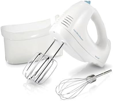 Hamilton Beach Vintage-Style 5-Speed 1.3 Amp Electric Hand Mixer with 6-Speed 250W Hand Mixer, Beaters, Whisk, Storage Case