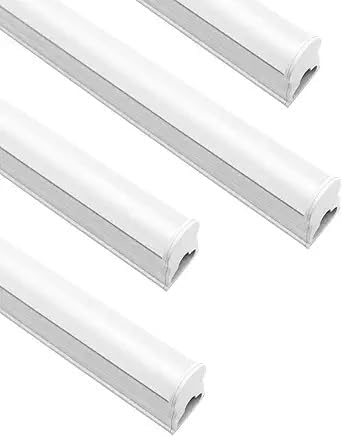 LightingWill LED T5 Integrated Fixture 4FT, Natural White 4000K, 20W, Linkable LED Shop Light, Ceiling Light and Under Cabinet Light, Corded Electric with Built-in ON/Off Switch, 4 Pack