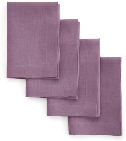 Solino Home 100% Pure Linen Napkins Mulberry, Fete 20 x 20 in, Set of 4