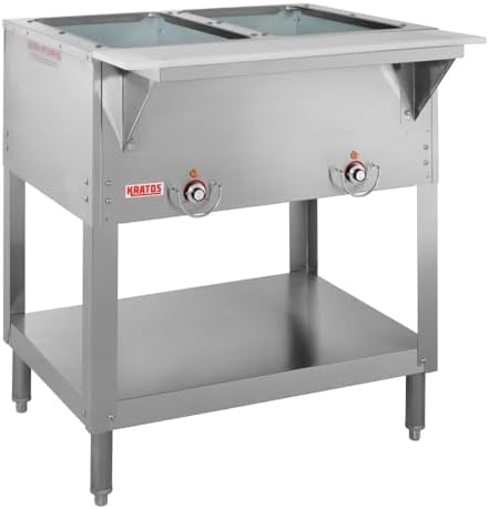Kratos Commercial Electric Steam Table, 2 Well Stationary Hot Food Table, NSF Certified Food Warmer, 120V, 1000W (28W-109)