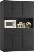 BOTLOG 72" Kitchen Pantry Cabinet Microwave Stand, 10 Storage Compartments