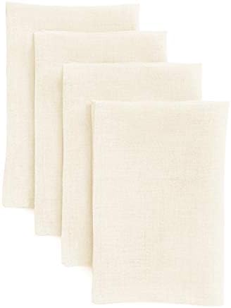 Solino Home 100% Pure Linen Dinner Napkins Ivory, Fete 20 x 20 in, Set of 4