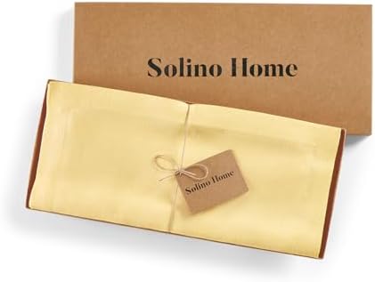 Solino Home 100% Pure Linen Table Runner Golden Straw Long, Fete 14 x 90 in