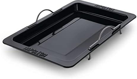 Napoleon Grill Roasting Pan - Porcelain Enameled, Drop-in Roasting Pan, 17.75 in x 28.6 in, Fits Prestige/Prestige PRO/Rogue Grills, Retractable Handles