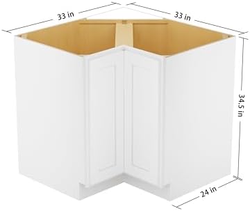 Furinno Shaker EZ Reach Base Corner Diagonal 3-Tier Kitchen Cabinet, White