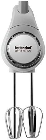 Better Chef Electric Hand Mixer | 5-Speed | Stainless Beaters & Hooks | Attachment Holder | 150-watt (White)