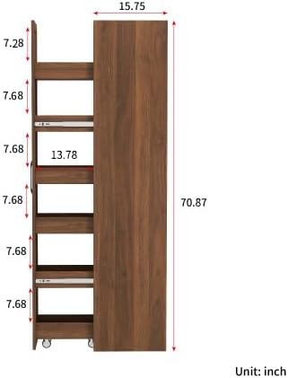 KEIKI Pull-Out Kitchen Pantry Storage Cabinet w/Multi-Tier Shelf & Wheels
