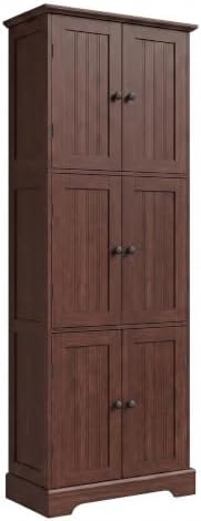 ChooChoo 63.2" Tall Bathroom Storage Cabinet with 6 Doors, Pantry Cabinet