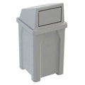 32 Gallon Square 100% Recycled Plastic Heavy Duty Indoor or Outdoor Commercial Trash Can with Push Lid | Great for Schools and Businesses - Light Granite