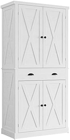 IRONCK Kitchen Pantry Storage Cabinet, 72.6" H Cupboard, White
