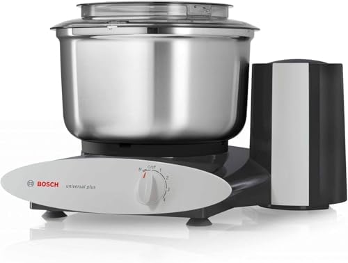 Bosch Universal Plus Stand Mixer with Stainless Steel Bowl with NutriMill Dough Hook Extender Bundle- Black 500 Watt