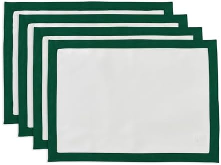 Solino Home 100% Linen Placemats, 14 x 19 in, Rainforest, Classic, Set of 4