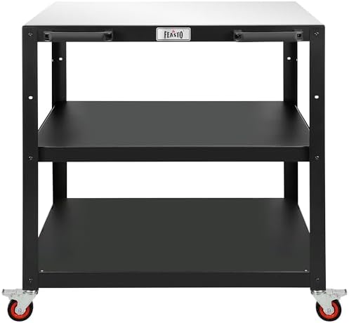 Feasto 3-Shelf Pizza Oven Table with Lockable Wheels, 36''x 24''