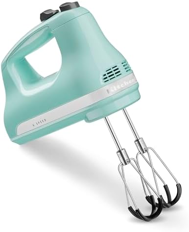 KitchenAid 6 Speed Hand Mixer w/Flex Edge Beaters, KHM6118, Ice Blue