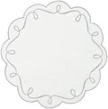 16.5 Inch Ribbon Twirl Embroidery Round Placemats Set of 4, Scalloped Round Table Mats for Party Kitchen Dining Decoration, Gray