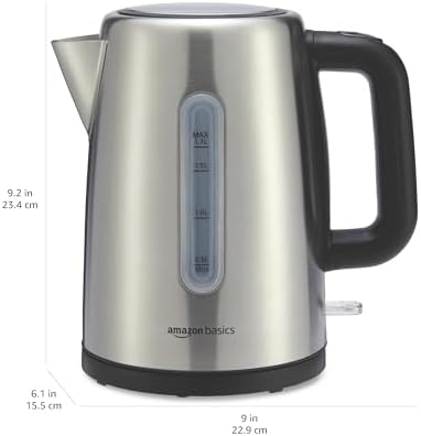 Amazon Basics Electric Stainless Steel Kettle for Tea and Coffee, BPA-Free, Fast Boiling, Auto Shut-Off, Boil-Dry Protection, 1.7 Liter, 1500W, Black and Silver - Image 5