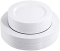 FLOWERCAT 60PCS White Plastic Plates - Heavy Duty White Disposable Plates for Outdoor/Fall Party/Wedding -serve for 30 guests Include 30PCS 10.25" & 30PCS 7.5" Plates for Thanksgiving
