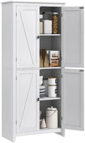 HOMCOM 72" Freestanding Kitchen Pantry Cabinet, Farmhouse 4-Door White