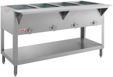 Kratos Commercial Electric Steam Table, 4 Well Stationary Hot Food Table, NSF Certified Food Warmer, 240V, 3000W (28W-112)