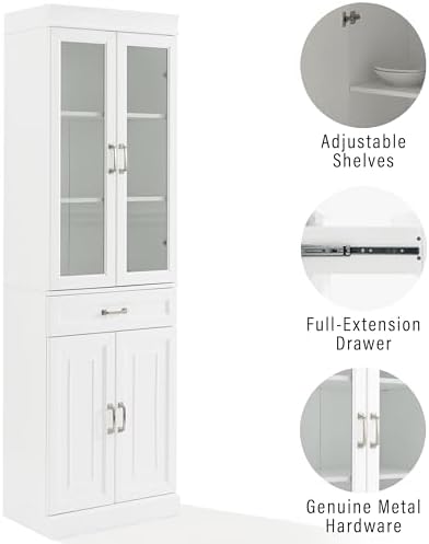 Crosley Furniture Stanton Glass Door Pantry Storage Cabinet