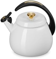 Le Creuset Enamel on Steel Cloche Kettle, 2.2 qt., White/Gold by Unknown