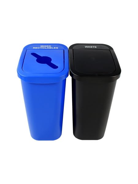 City Box 10 Gallon Double Bin Trash Can Recycle Bin with Lid for Residential, Business, and Commercial Recycling - NYC Compliant (Double Kit Recycle Waste)