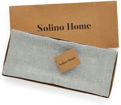 Solino Home 100% Pure Linen Table Runner Chambray Grey, Athena 14 x 48 in
