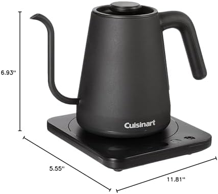 Cuisinart GK-1 Digital Goose Neck Kettle, Precision Gooseneck Spout Designed for Precise Pour Control that Holds 1-Liter, 1200-Watt Allows for Quick Heat Up, Stainless Steel,Black - Image 6