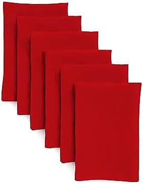 Solino Home 100% Pure Linen Dinner Napkins Red, Fete 20 x 20 in, Set of 6