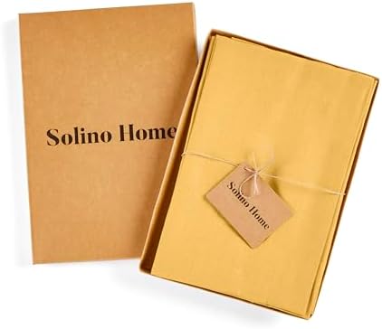Solino Home 100% Linen Napkins Mustard Yellow, Fete 20 x 20 in, Set of 4