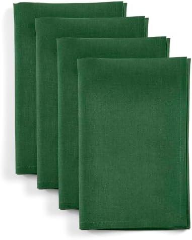 Solino Home 100% Pure Linen Napkins Pine Green, Fete 20 x 20 in, Set of 4