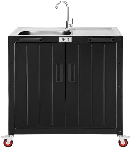 Feasto Modular Outdoor Kitchen Island with Stainless Steel Sink and Faucet