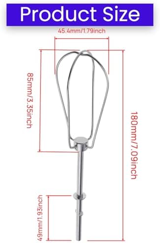 Hand Mixer Beaters, 2-Pack Stainless Steel Attachments for KitchenAid Models W10490648, KHM5APWH7, PS4082859 - Compatible with KHM3, KHM5, KHM7, KHM9 Series Mixers