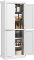 HOMCOM 72.5" Tall Kitchen Pantry Cabinet 4 Doors Modern White