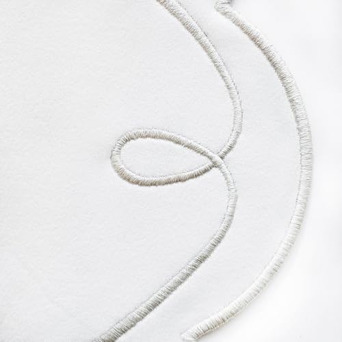 16.5 Inch Ribbon Twirl Embroidery Round Placemats Set of 4, Scalloped Round Table Mats for Party Kitchen Dining Decoration, Gray