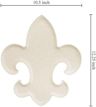 UP Fleur-de-Lis Shaped Melamine Serving Platter, Elegant Party Tray, Classic French Design, for Snacks, Appetizers, and Desserts, Ivory, 12.25 x 10 Inch
