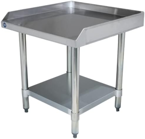 Stainless Steel Equipment Grill Stand with Adjustable Undershelf | Heavy Duty 18-Gauge Top | NSF Certified for Commercial Kitchen & Utility Use (24"x24")