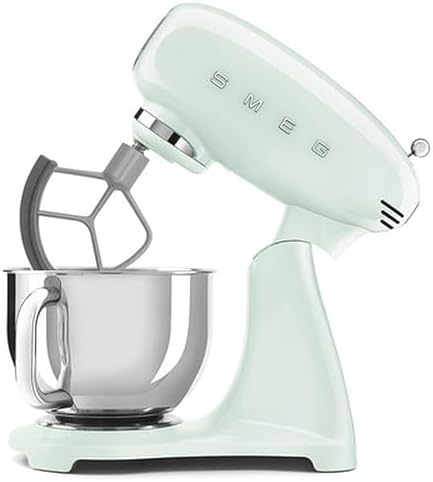 SMEG SMF05 Forte 5-Qt Stand Mixer with 750W Motor, Smooth Start & SteadyMix, Flex Edge Beater, 10 Speeds, Stainless Steel Bowl – Retro 50’s Style Planetary Mixer for Dough, Baking & Desserts-Green