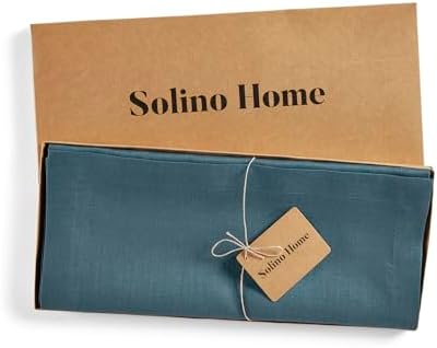 Solino Home 100% Pure Linen Table Runner Peacock Blue, Fete 14 x 108 in