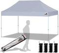 Eurmax USA Standard 10'x15' Patio Pop Up Canopy Tent Commercial Instant Canopies with Heavy Duty Roller Bag,Bonus 4 Sand Weights Bags (Grey)