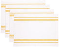 Solino Home 100% Pure Linen Placemats, 14 x 19 in, Yellow Striped, Set of 4