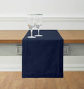 Solino Home Cotton Linen Table Runner Navy Hemstitch, 14 x 156 in