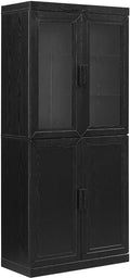 Crosley Furniture Essen Glass Door China Hutch Pantry Storage Cabinet